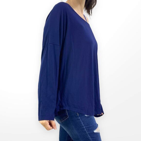 FADED GLORY Blue Long Sleeve Boatneck Basic Top - Picture 4 of 6
